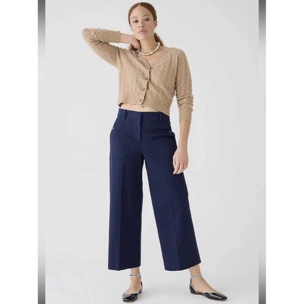 J. Crew Navy Sydney wide-leg pant in bi-stretch cotton blend Sz 12
